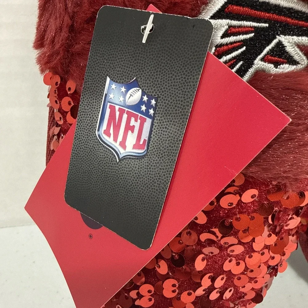 FOCO Atlanta Falcons  Red Sequin Bedroom Shoes Slippers NFL S woman's NWT